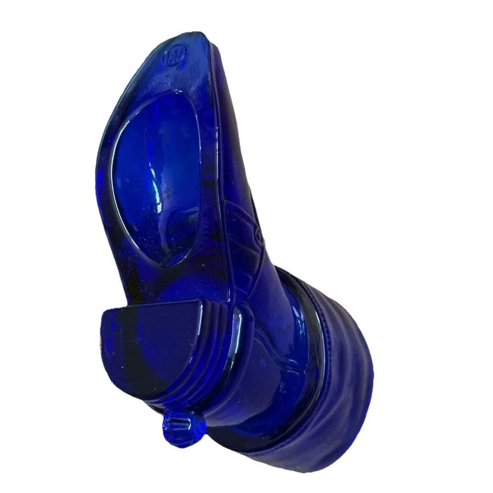 Vintage Cobalt Blue Glass Boot with Spur — Toothpick Holder‎ / Mini Decor